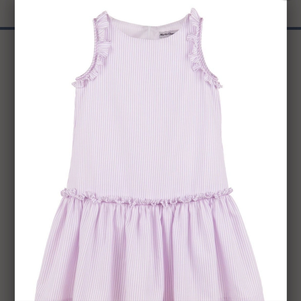 NWT MARIA CASERO GIRLS LAVENDER STRIPED DROP WAIST DRESS - Picture 4 of 8